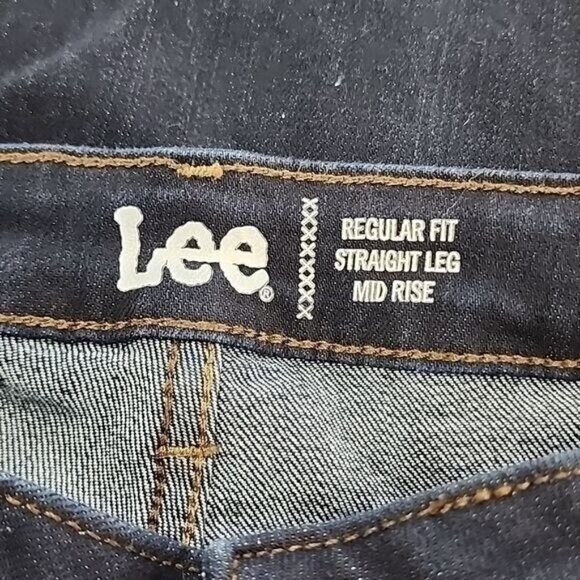Lee Jeans Mid-rise Dark Wash Straight Leg Stretch Women's 14L - Picture 2 of 6